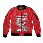 Tuskegee Red Tails Airmen Sleeve Zip Bomber Jacket 332nd Fighter Group - Red - African Pride
