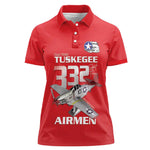 Tuskegee Red Tails Airmen Women Polo Shirt 332nd Fighter Group - Red - African Pride