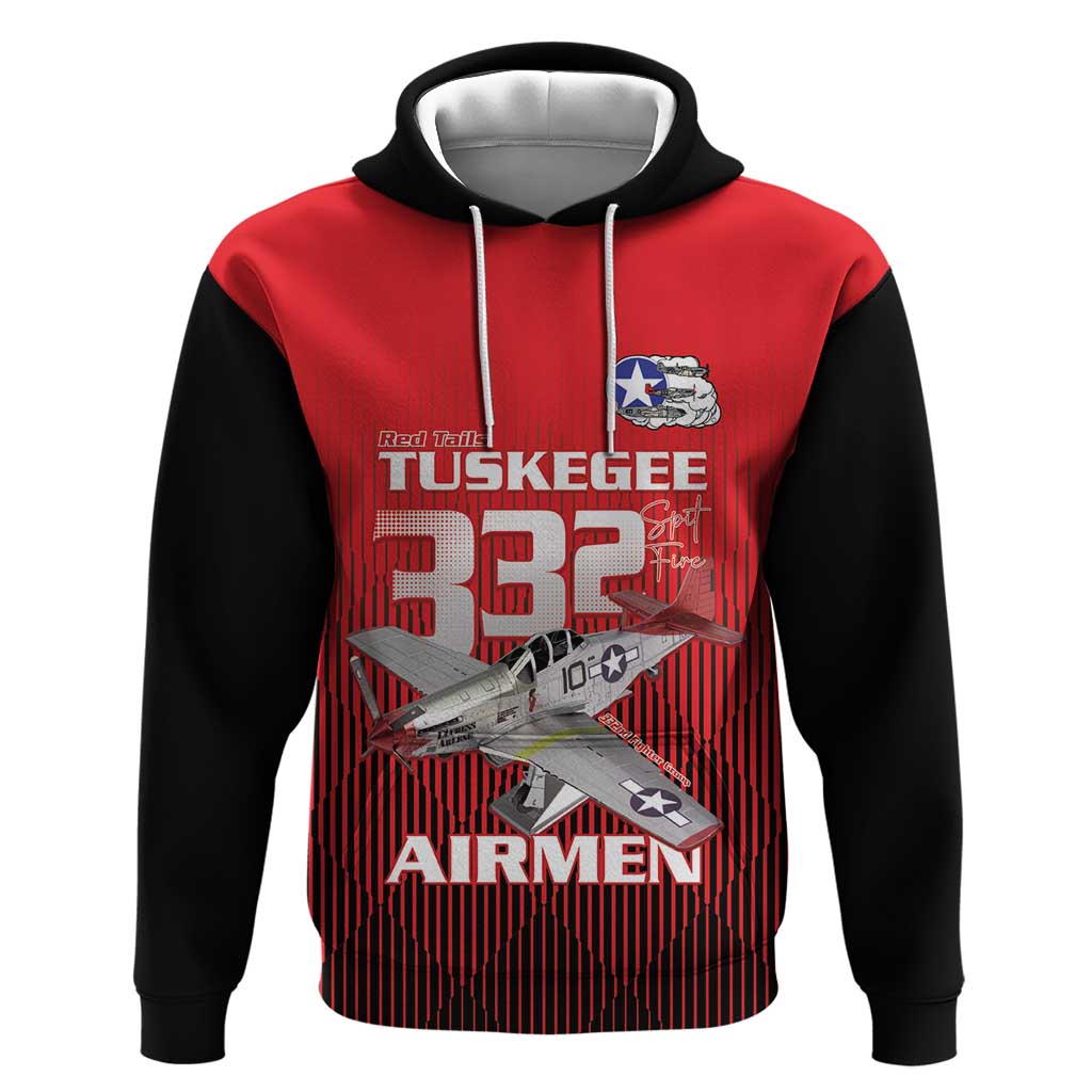 Tuskegee Red Tails Airmen Hoodie 332nd Fighter Group - Black Red - African Pride