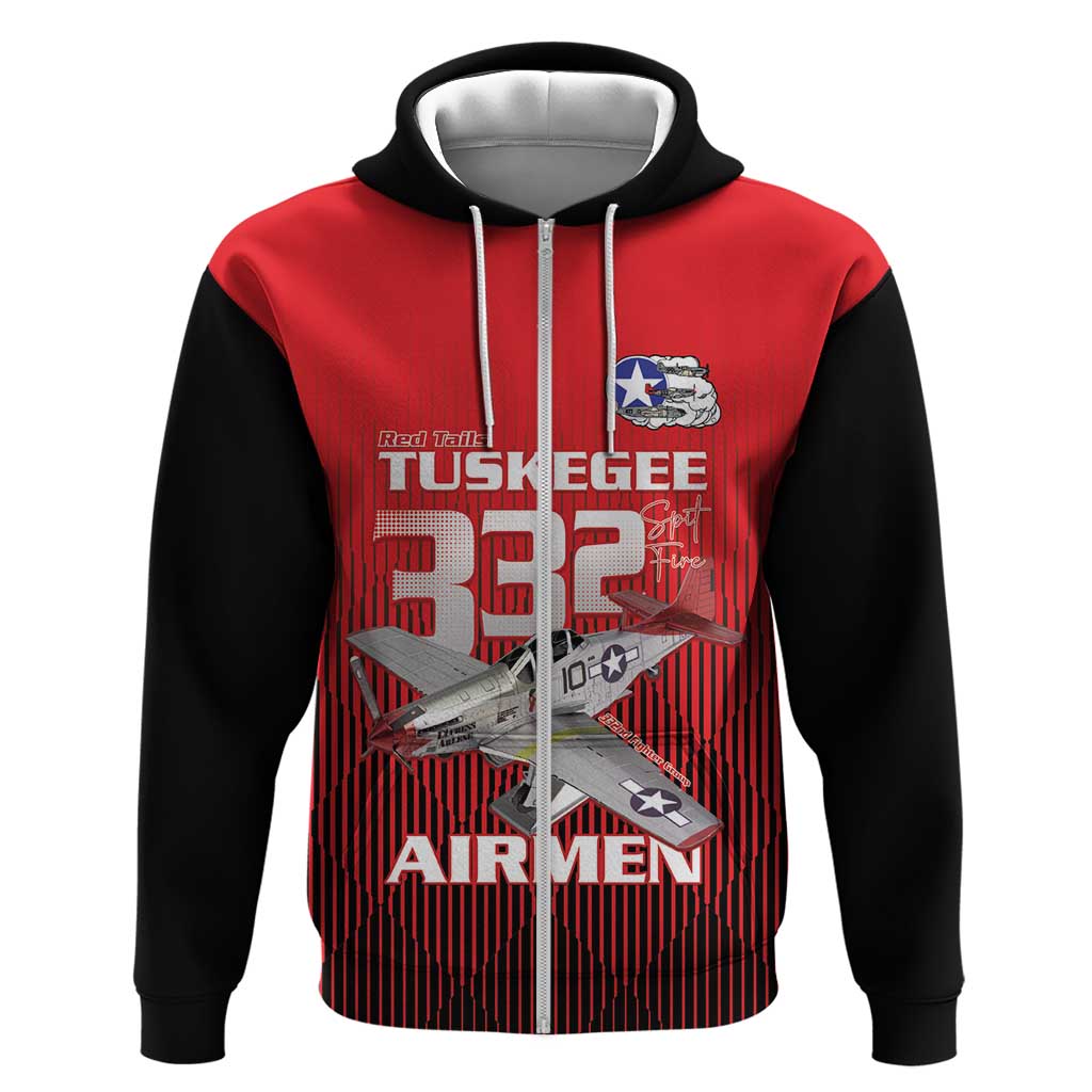 Tuskegee Red Tails Airmen Hoodie 332nd Fighter Group - Black Red - African Pride