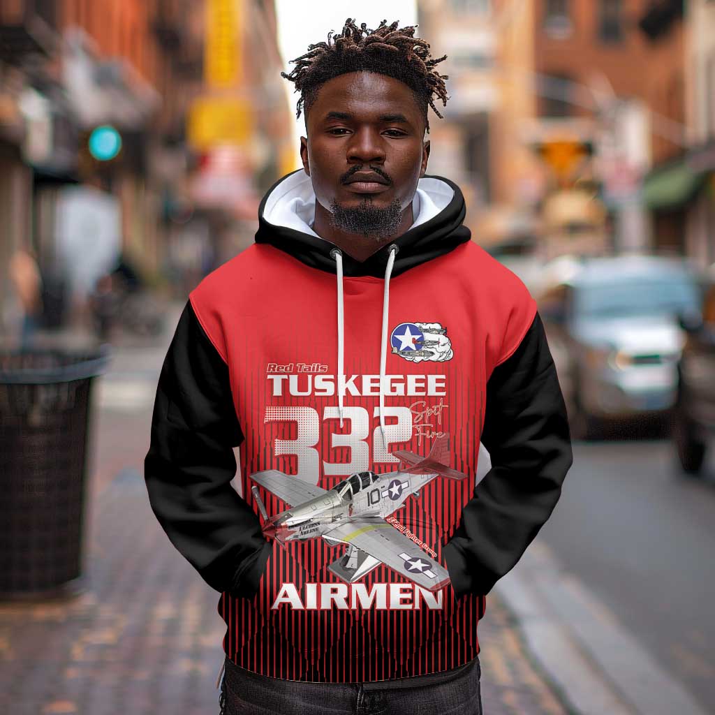 Tuskegee Red Tails Airmen Hoodie 332nd Fighter Group - Black Red - African Pride