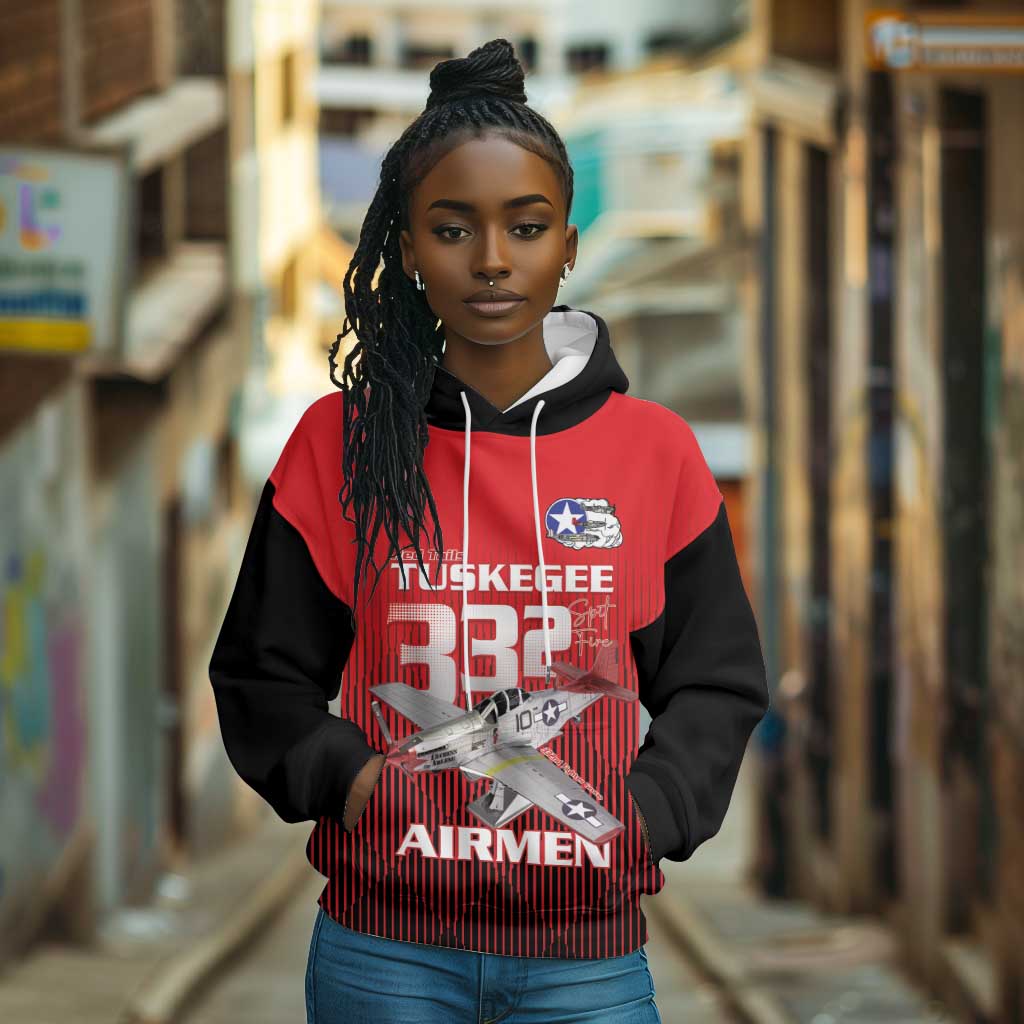 Tuskegee Red Tails Airmen Hoodie 332nd Fighter Group - Black Red - African Pride