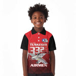 Tuskegee Red Tails Airmen Kid Polo Shirt 332nd Fighter Group - Black Red - African Pride