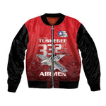 Tuskegee Red Tails Airmen Sleeve Zip Bomber Jacket 332nd Fighter Group - Black Red - African Pride