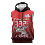 Tuskegee Red Tails Airmen Sleeveless Hoodie 332nd Fighter Group - Black Red - African Pride