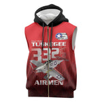 Tuskegee Red Tails Airmen Sleeveless Zip Hoodie 332nd Fighter Group - Black Red - African Pride