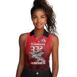 Tuskegee Red Tails Airmen Women Sleeveless Polo Shirt 332nd Fighter Group - Black Red - African Pride