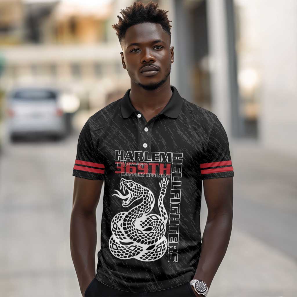 Harlem Hellfighters Polo Shirt Harlem Rattlers - Don't Tread on Me - African Pride