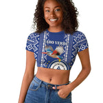 Personalised Cape Verde Raglan Cropped T shirt Grey Headed Kingfisher - Coat Of Arms