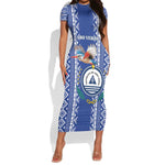 Personalised Cape Verde Short Sleeve Bodycon Dress Grey Headed Kingfisher - Coat Of Arms LT15