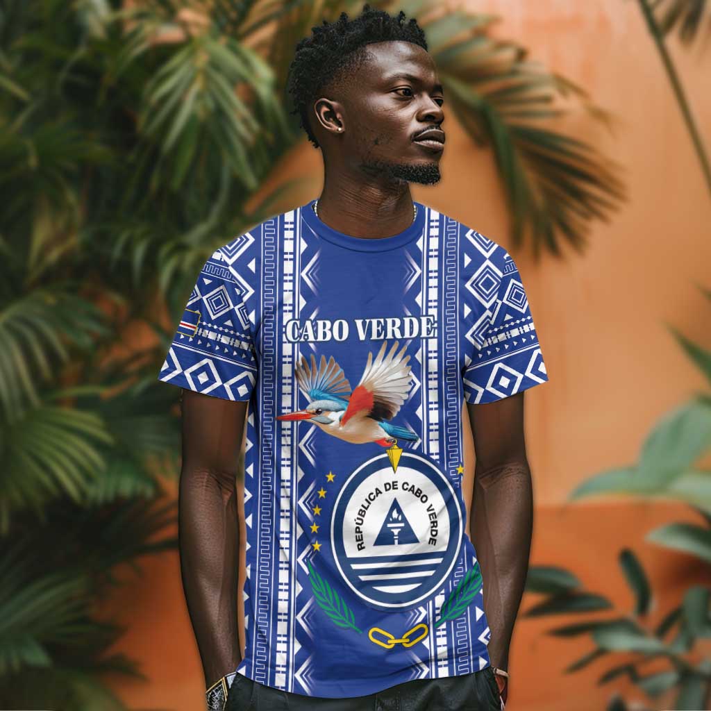 Personalised Cape Verde T shirt Grey Headed Kingfisher - Coat Of Arms