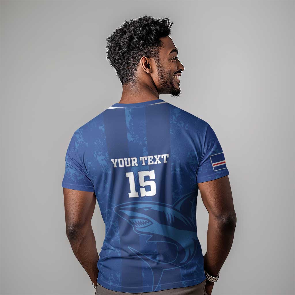 Custom Cape Verde Football T shirt Go Champions Tubaroes Azuis
