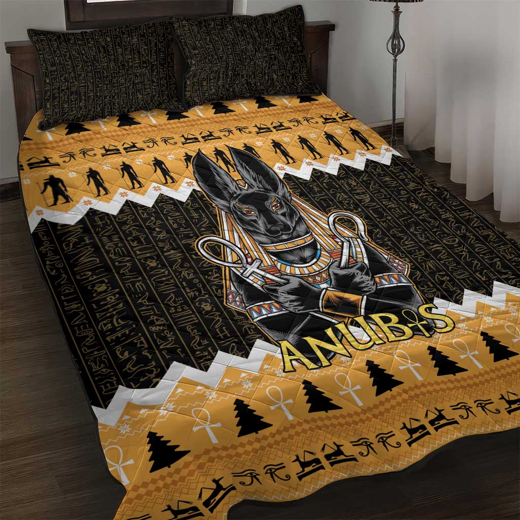 Afro Ancient Egyptian Quilt Bed Set Anubis - Merry Christmas