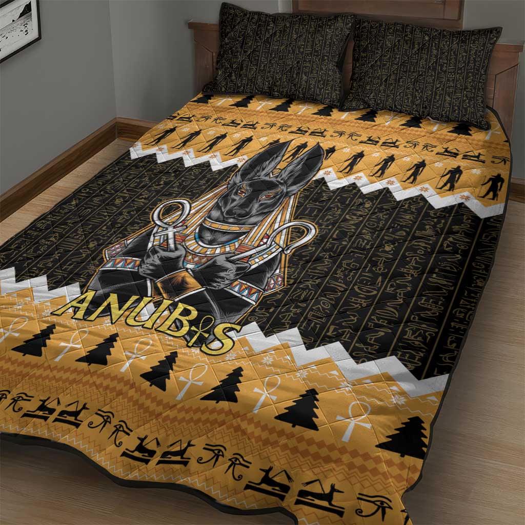 Afro Ancient Egyptian Quilt Bed Set Anubis - Merry Christmas