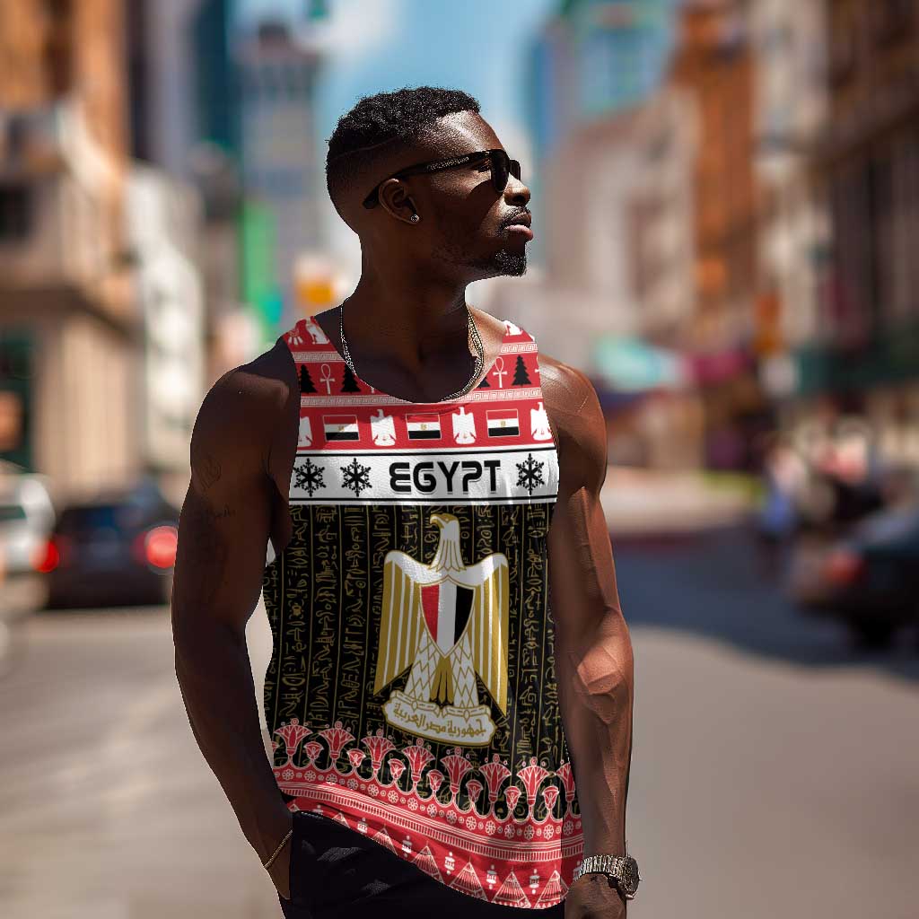 Afro Egypt Christmas Men Tank Top Coat Of Arms Mix Egyptian Pattern