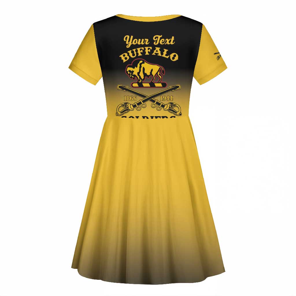 Personalized Afro-Americans Buffalo Soldiers Kid Short Sleeve Dress 10th Cavalry Regiment
