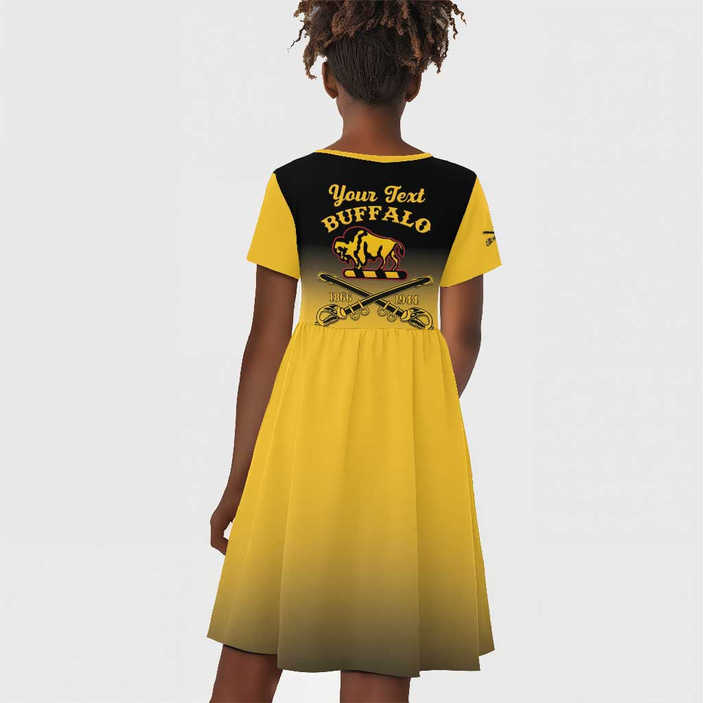Personalized Afro-Americans Buffalo Soldiers Kid Short Sleeve Dress 10th Cavalry Regiment