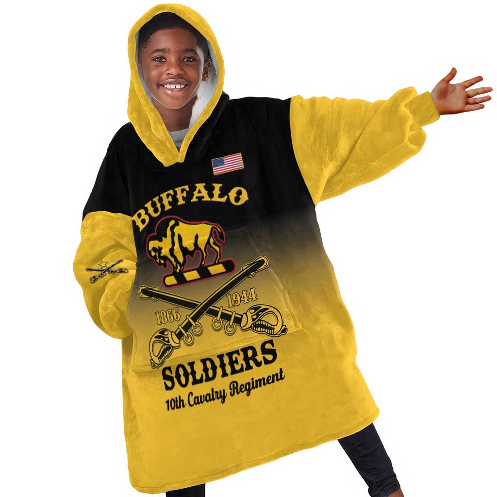 Personalized Afro-Americans Buffalo Soldiers Kid Wearable Blanket Hoodie 10th Cavalry Regiment