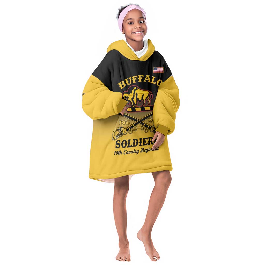 Personalized Afro-Americans Buffalo Soldiers Kid Wearable Blanket Hoodie 10th Cavalry Regiment