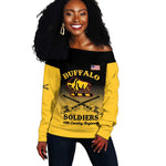 Personalized Afro-Americans Buffalo Soldiers Off Shoulder Sweater 10th Cavalry Regiment