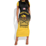 Personalized Afro-Americans Buffalo Soldiers Short Sleeve Bodycon Dress 10th Cavalry Regiment LT15