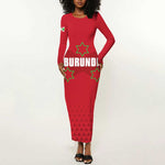 Custom Burundi Football Long Sleeve Bodycon Dress Go Intamba Go LT15