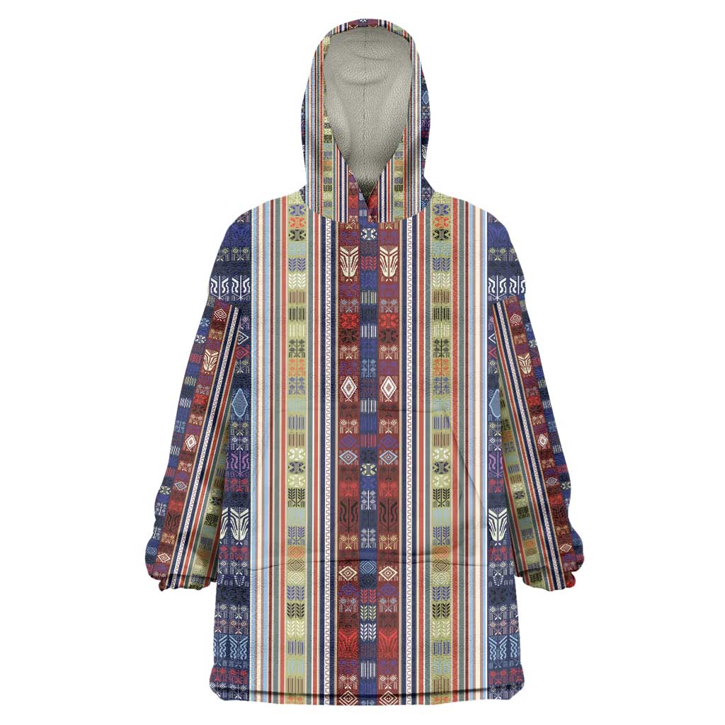 Lamba Mpanjaka Malagasy Traditional Pattern Kid Wearable Blanket Hoodie