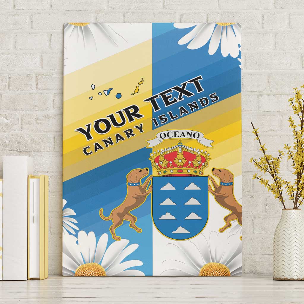 Personalized Canary Islands Canvas Wall Art Coat Of Arms Argyranthemum Frutescens