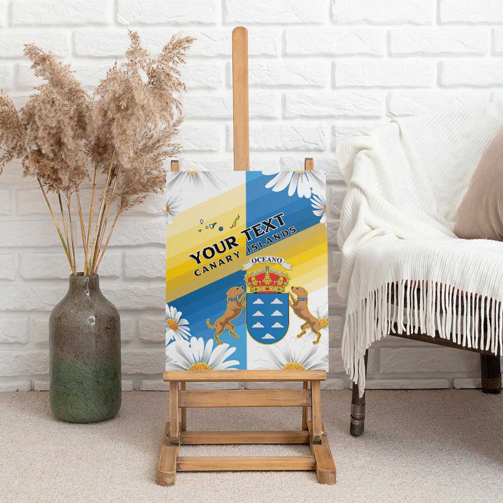 Personalized Canary Islands Canvas Wall Art Coat Of Arms Argyranthemum Frutescens