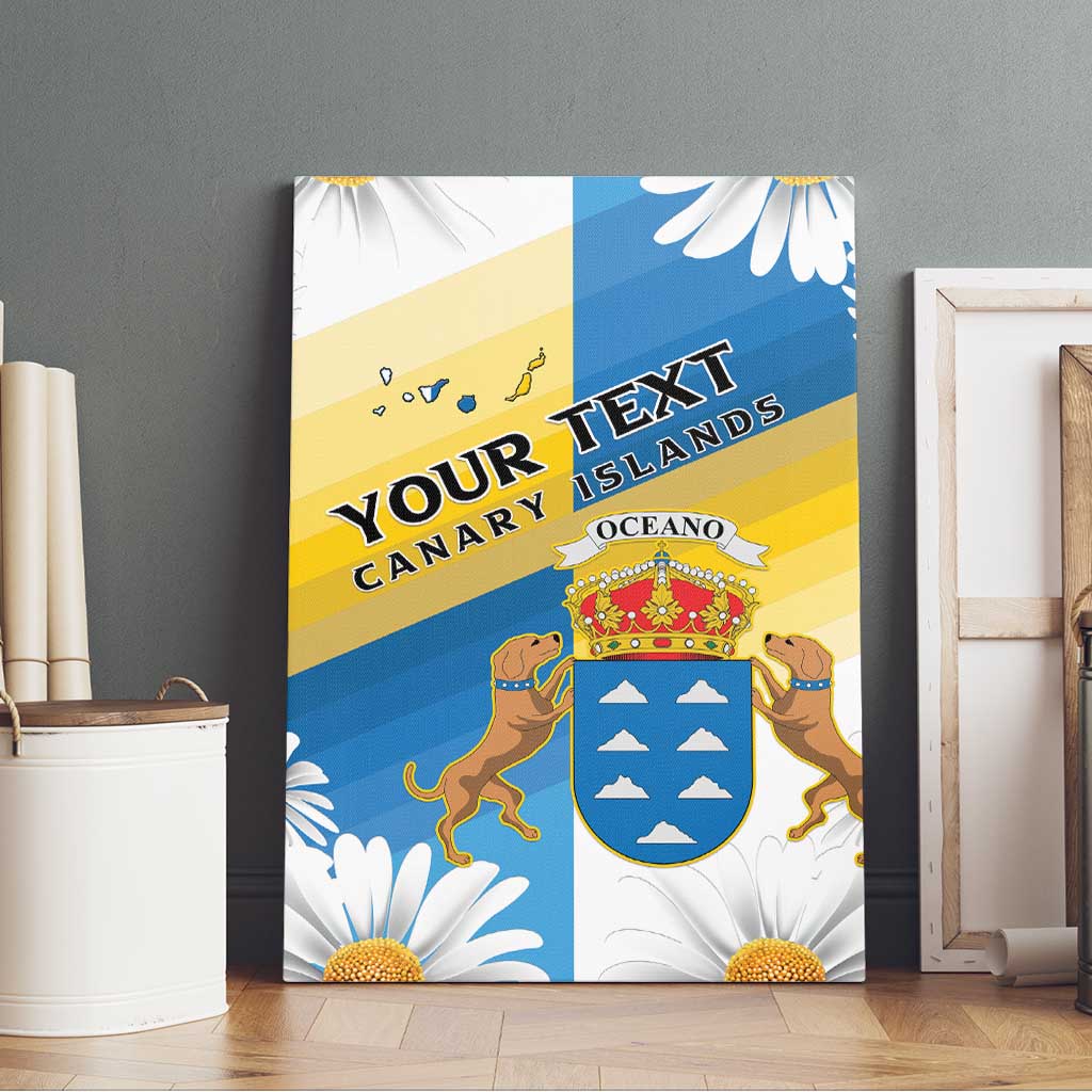 Personalized Canary Islands Canvas Wall Art Coat Of Arms Argyranthemum Frutescens