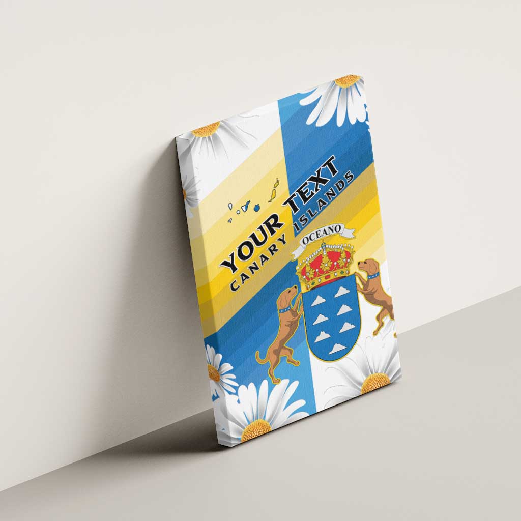 Personalized Canary Islands Canvas Wall Art Coat Of Arms Argyranthemum Frutescens