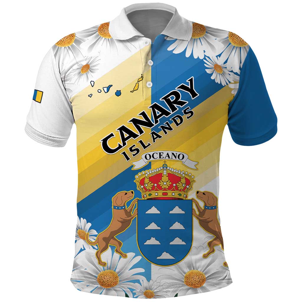 Personalized Canary Islands Polo Shirt Coat Of Arms Argyranthemum Frutescens