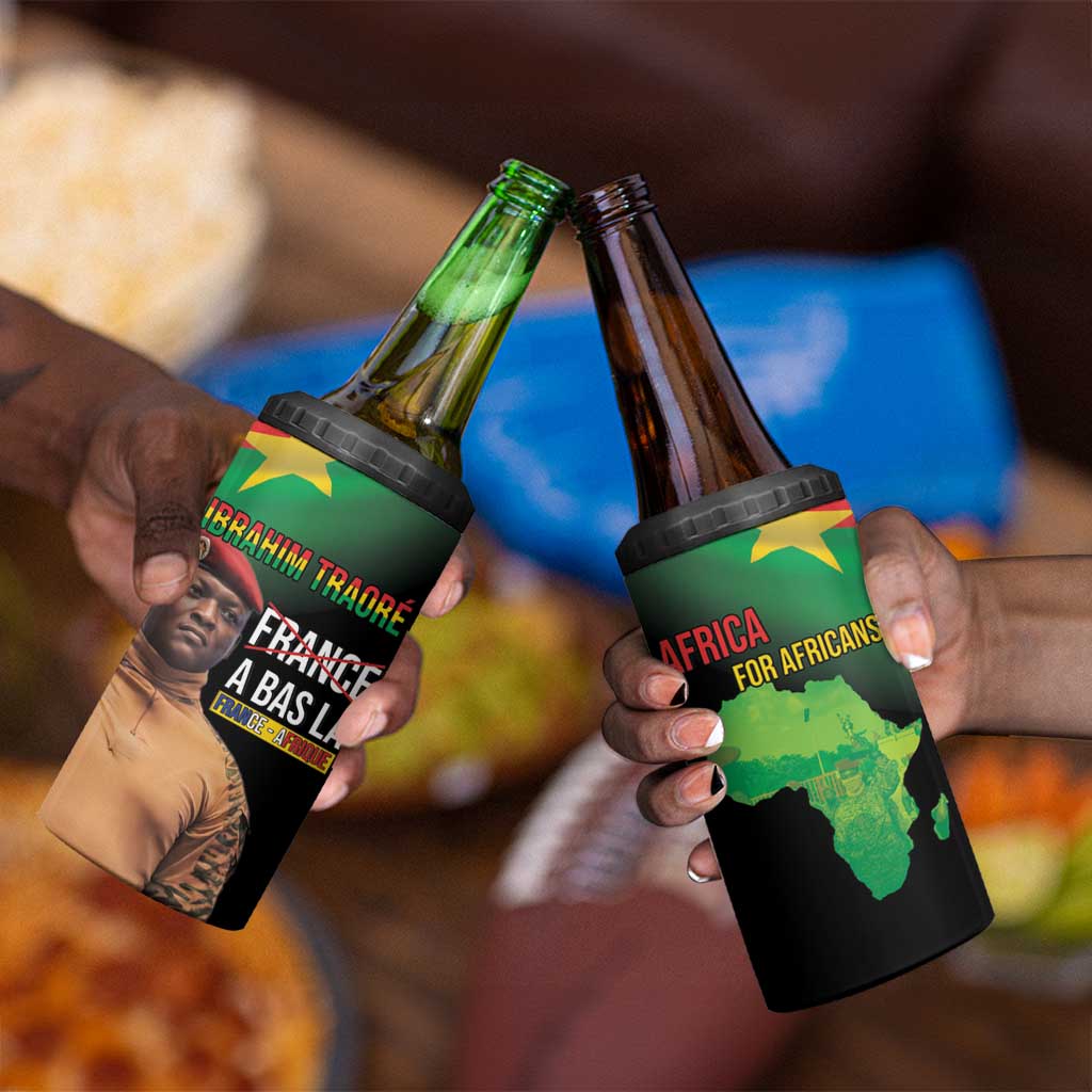 Traore Burkina Faso A Bas La Francafrique 4 in 1 Can Cooler Tumbler