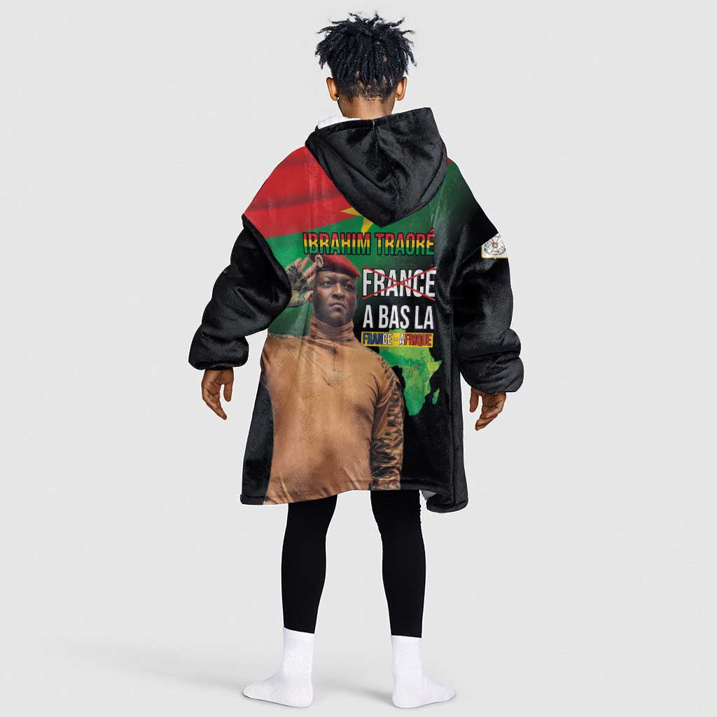 Traore Burkina Faso A Bas La Francafrique Kid Wearable Blanket Hoodie