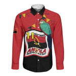 Happy Angola Independence Day Long Sleeve Button Shirt With Red-crested Turaco - African Pride
