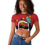 Happy Angola Independence Day Raglan Cropped T shirt With Red-crested Turaco - African Pride