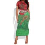 Morocco La Marche Verte Short Sleeve Bodycon Dress Happy 50th Anniversary - African Pride