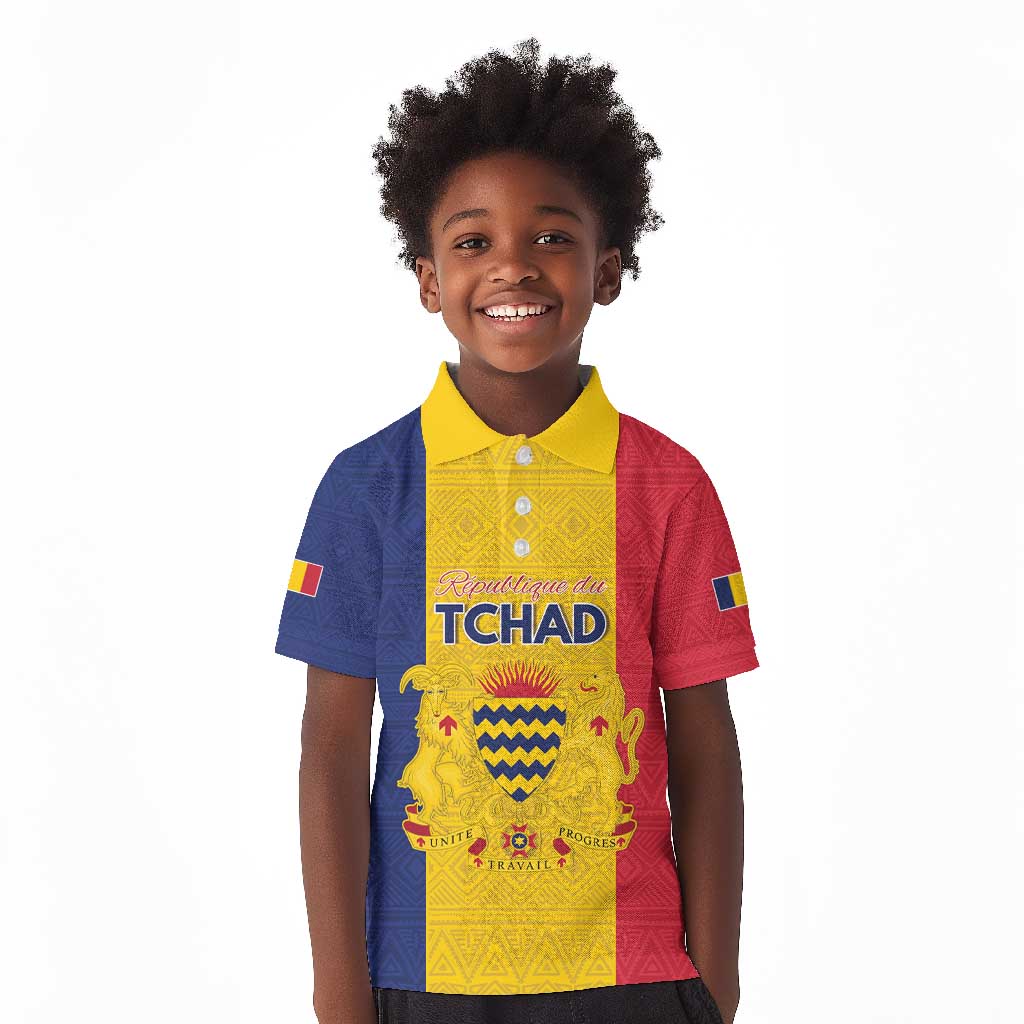 Personalized Chad Flag Style Kid Polo Shirt African Pattern - African Pride