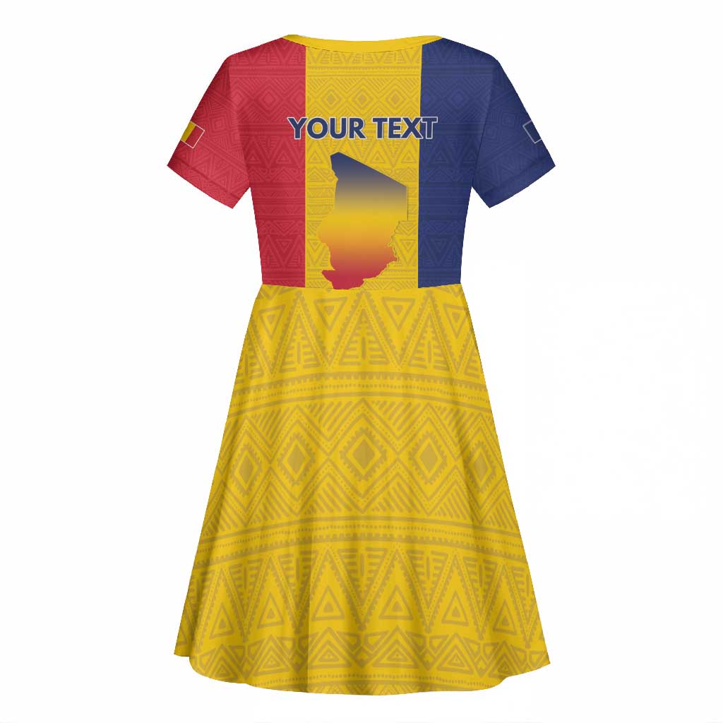 Personalized Chad Flag Style Kid Short Sleeve Dress African Pattern - African Pride