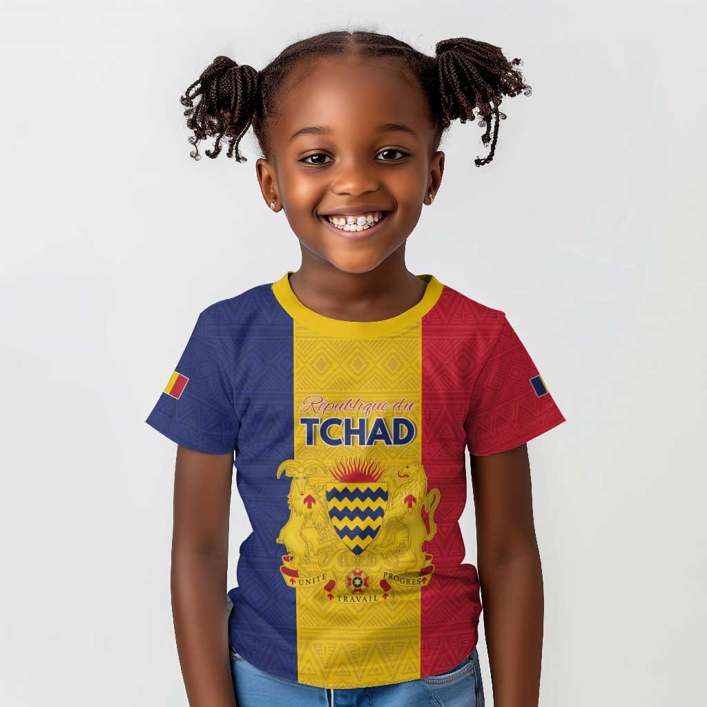 Personalized Chad Flag Style Kid T shirt African Pattern - African Pride