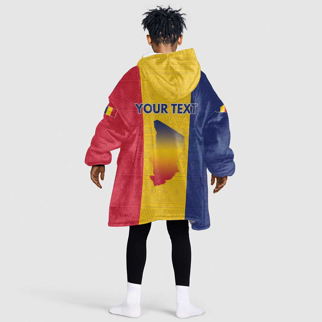 Personalized Chad Flag Style Kid Wearable Blanket Hoodie African Pattern - African Pride