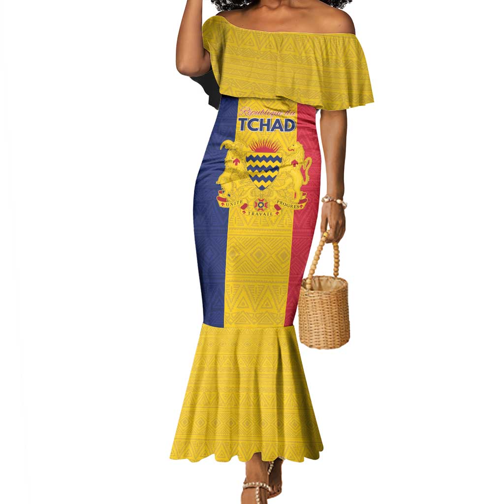 Personalized Chad Flag Style Mermaid Dress African Pattern - African Pride