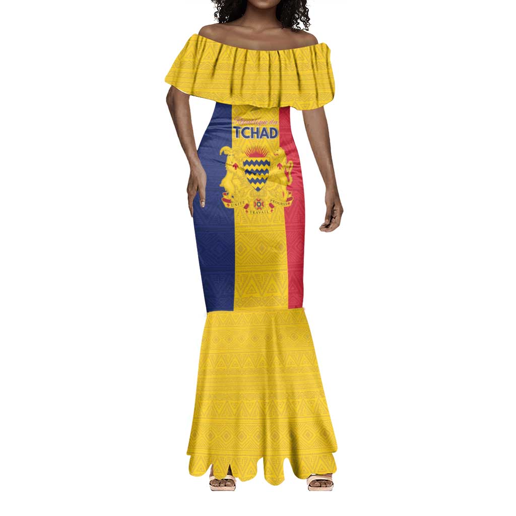 Personalized Chad Flag Style Mermaid Dress African Pattern - African Pride