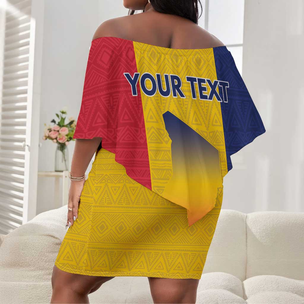 Personalized Chad Flag Style Off Shoulder Short Dress African Pattern - African Pride