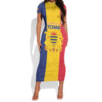 Personalized Chad Flag Style Short Sleeve Bodycon Dress African Pattern - African Pride