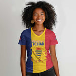 Personalized Chad Flag Style Women V-Neck T-Shirt African Pattern - African Pride