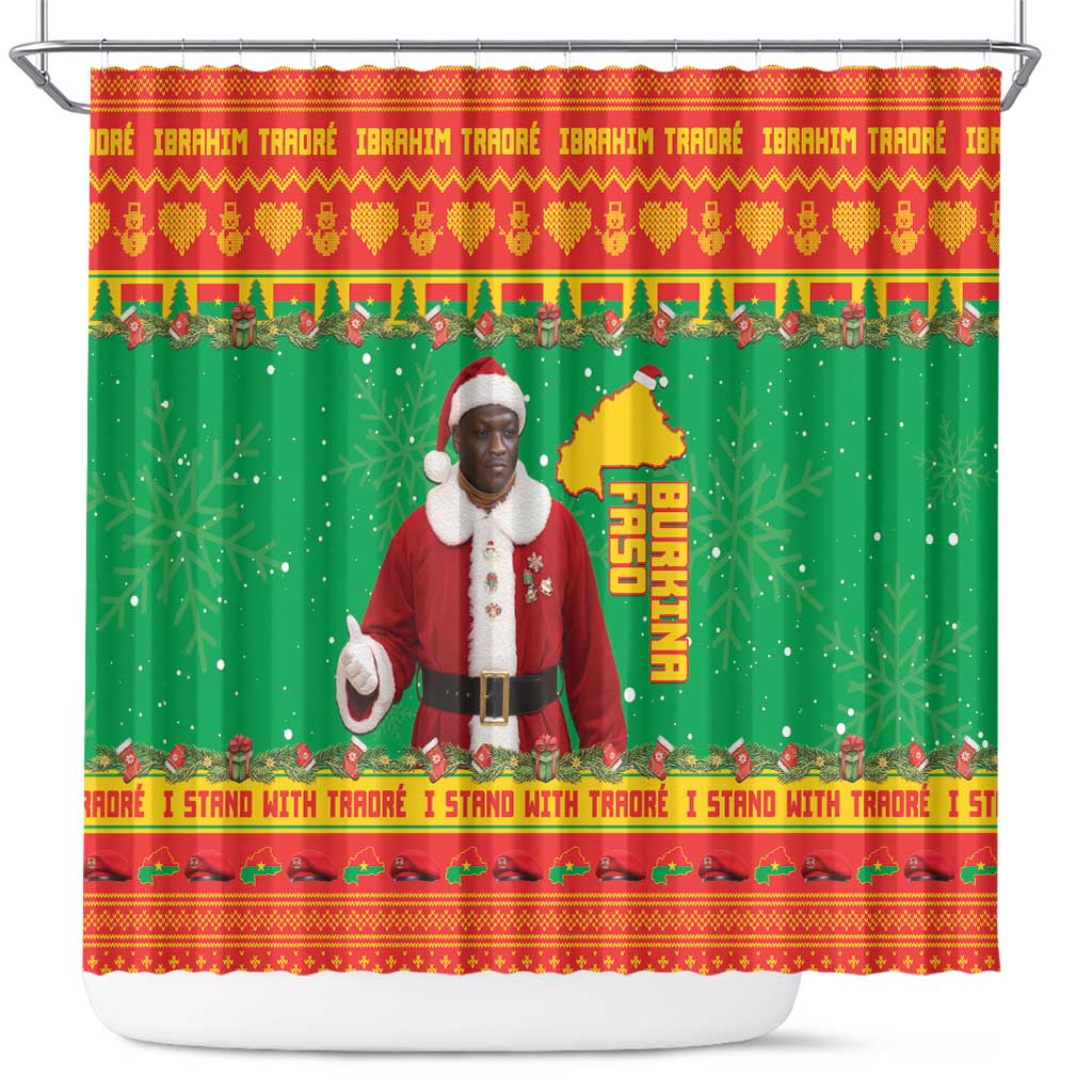 Afro Burkina Faso Christmas Spirit Shower Curtain Stand With Traore Stand With Hope - African Pride