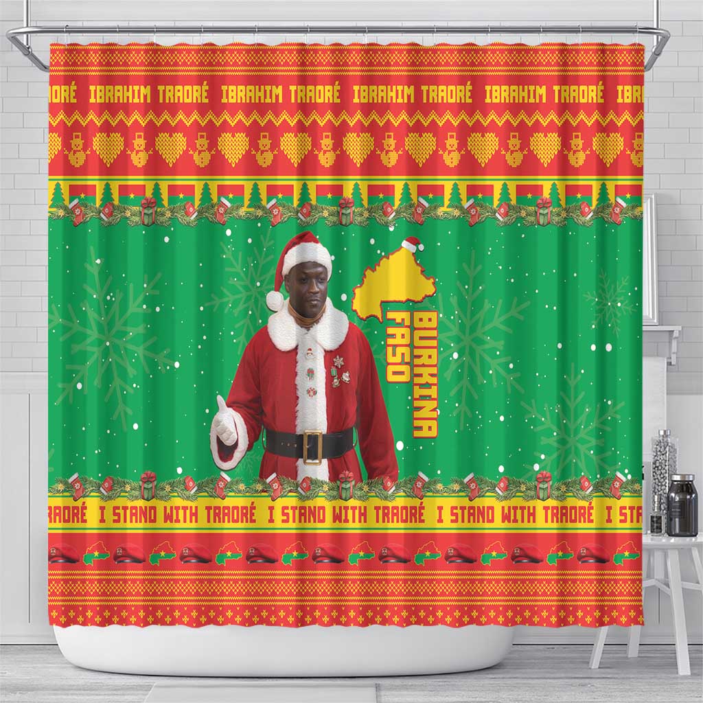 Afro Burkina Faso Christmas Spirit Shower Curtain Stand With Traore Stand With Hope - African Pride