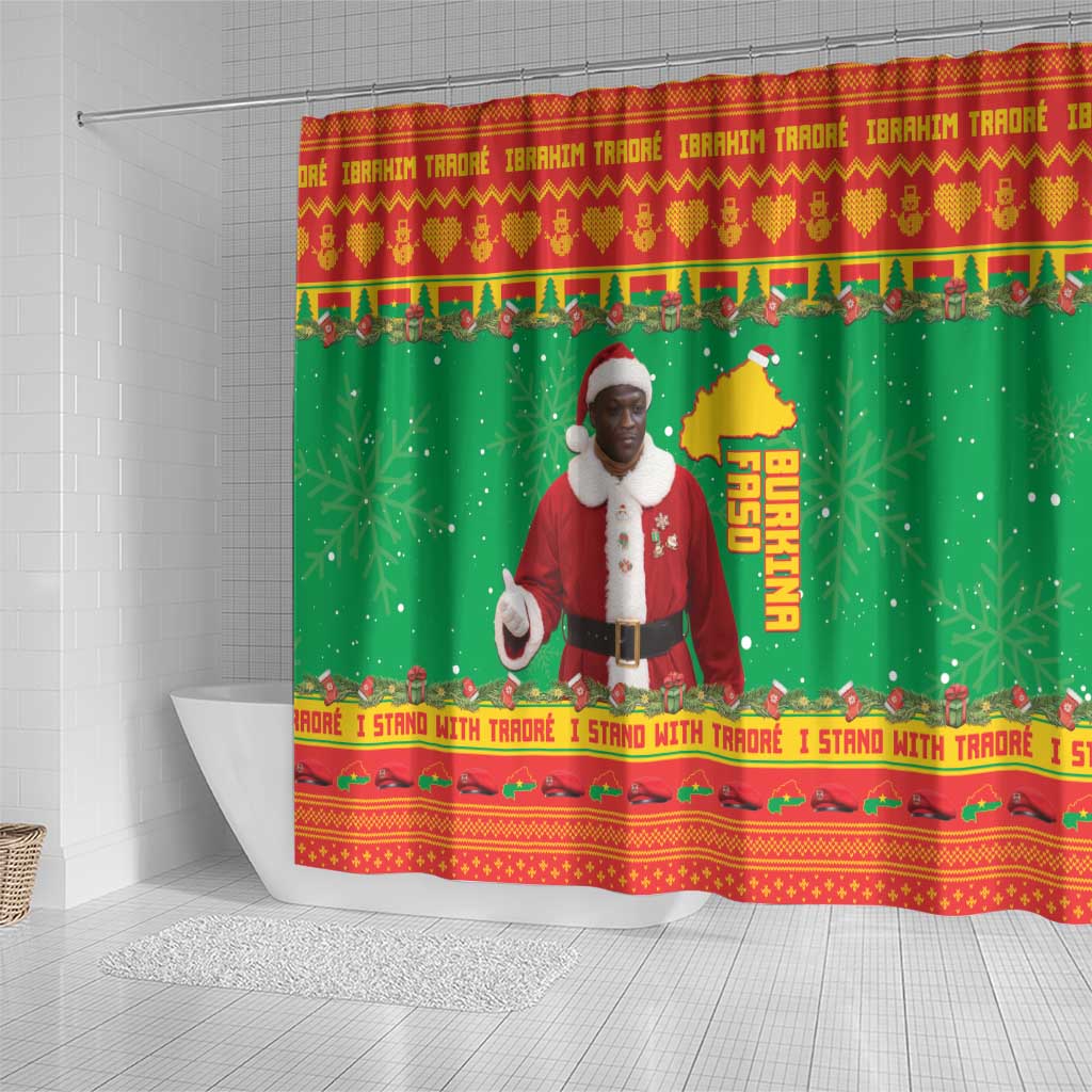 Afro Burkina Faso Christmas Spirit Shower Curtain Stand With Traore Stand With Hope - African Pride