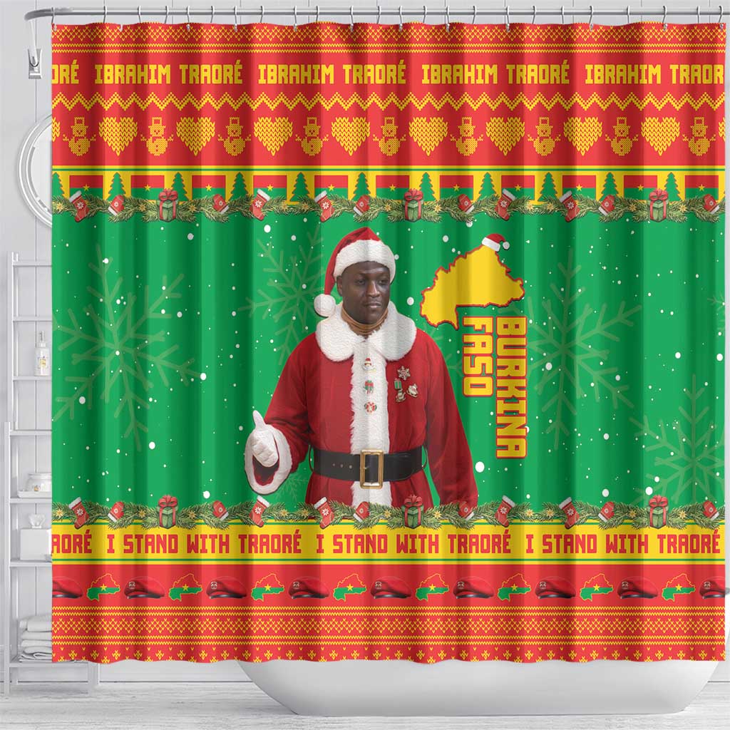 Afro Burkina Faso Christmas Spirit Shower Curtain Stand With Traore Stand With Hope - African Pride